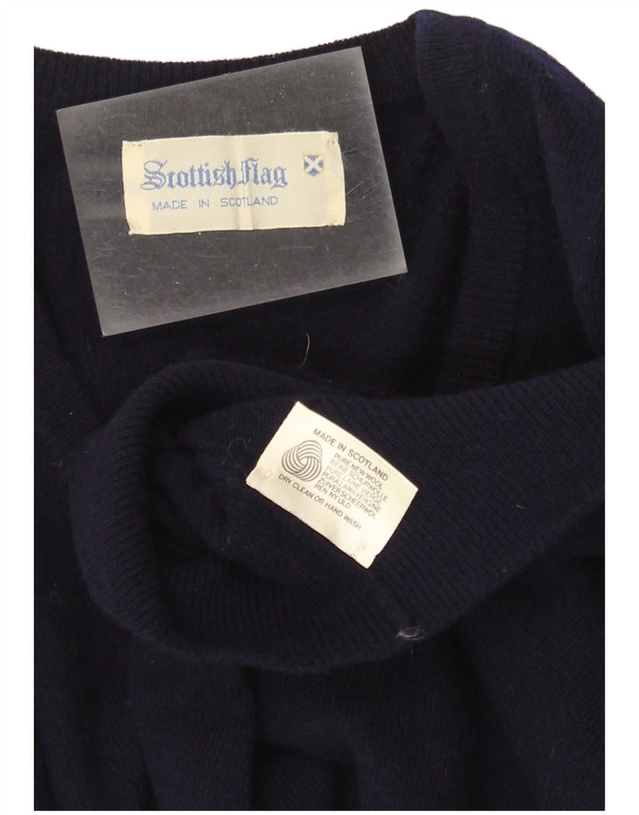 Skotsk Flag Herre V-hals sweater Medium Marineblå Ny uld