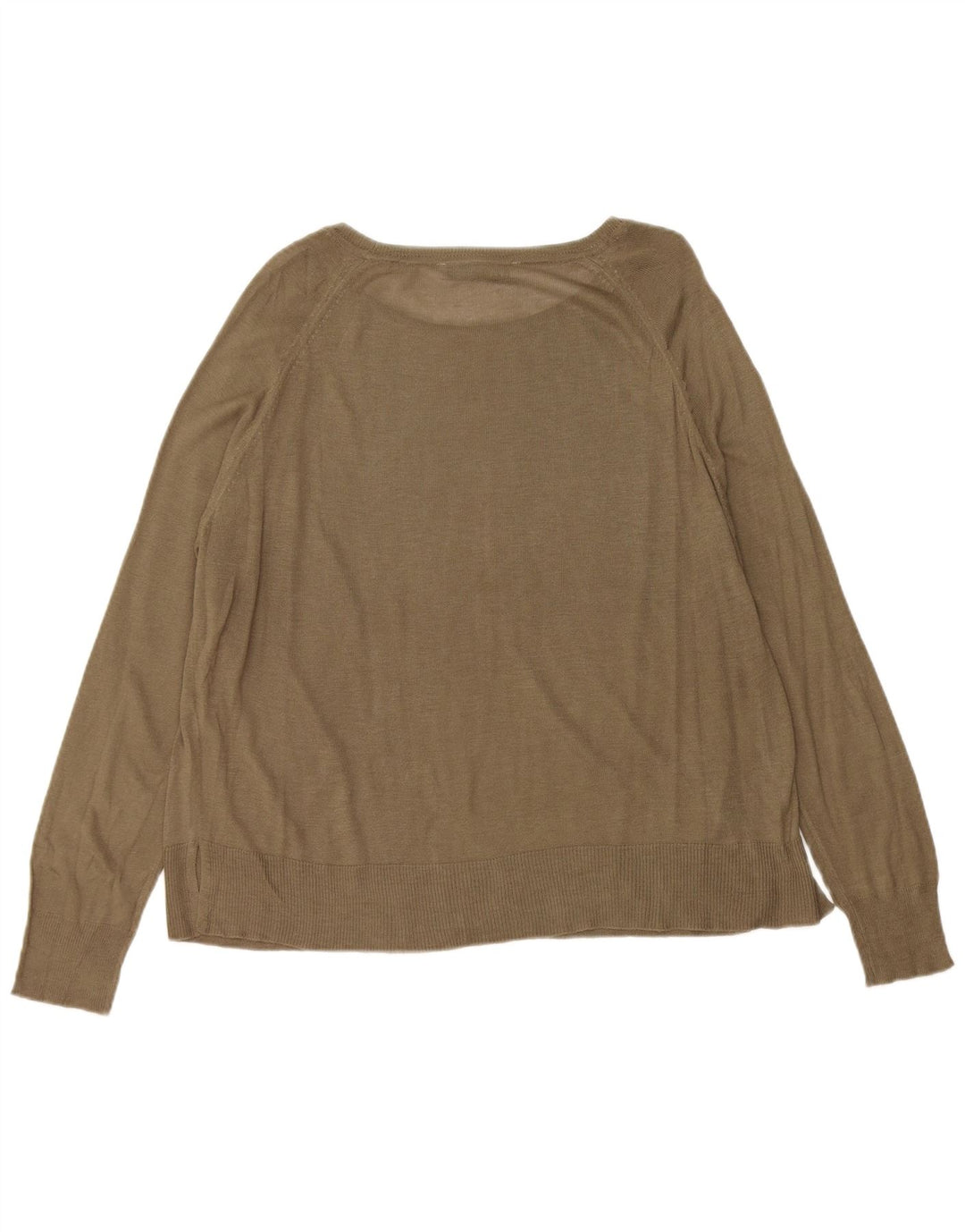Zara Dame Oversized Boat Neck Jumper Sweater UK 14 Medium Khaki Viscose