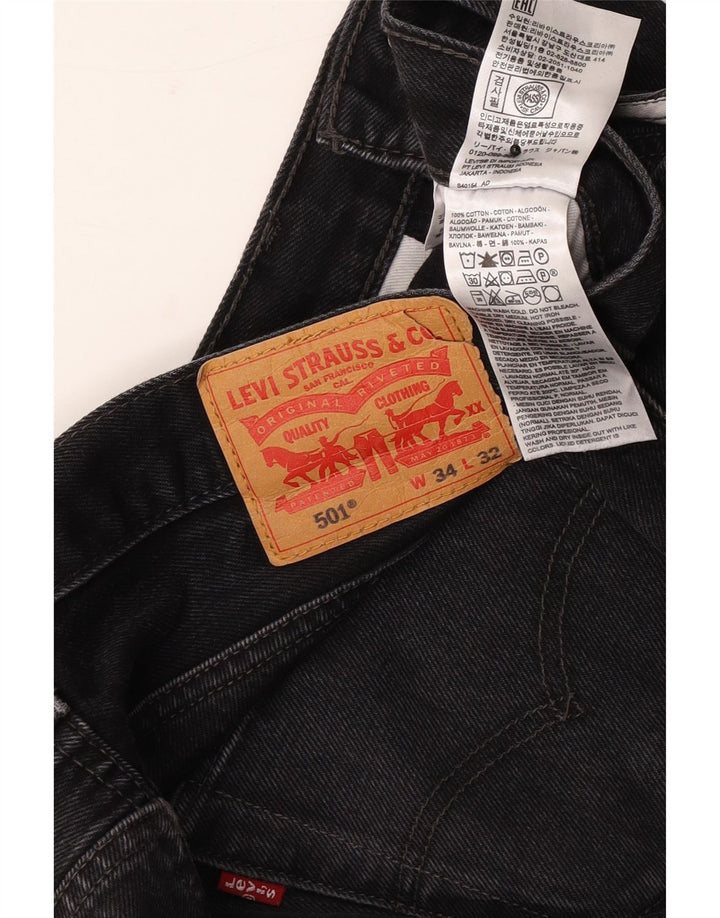 Levi's Herre 501 lige jeans W34 L32 sort bomuld