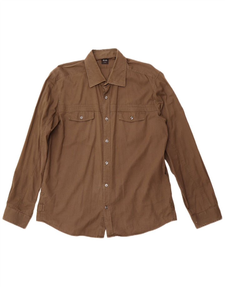 HUGO BOSS Figursyet skjorte herre XL brun