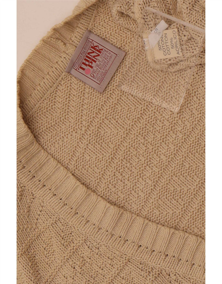 Tænk Pink Herre Cardigan Sweater IT 54 XL Beige Bomuld