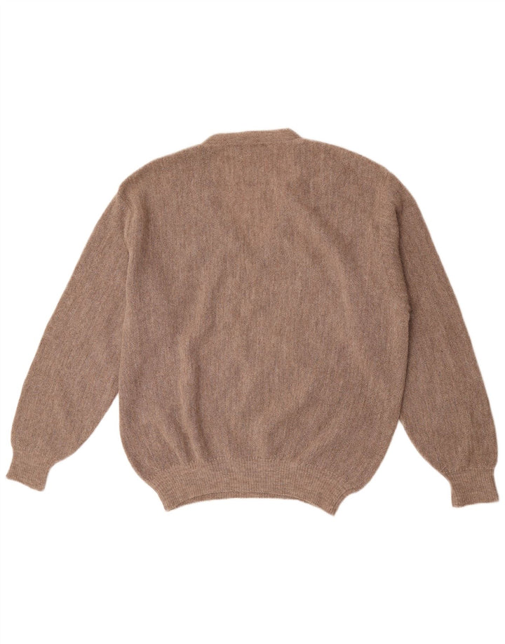 Trussardi Herre V-hals sweater XL Brun Alpaca uld