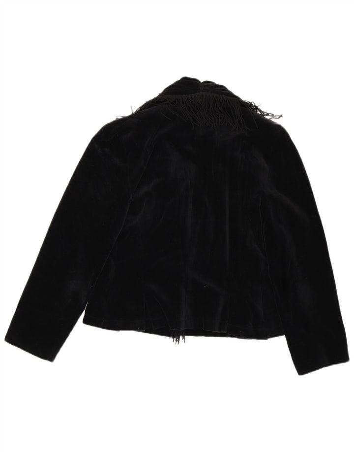 Vintage Dame Velvet 1 Knap Blazer Jacket UK 10 Small Black Bomuld