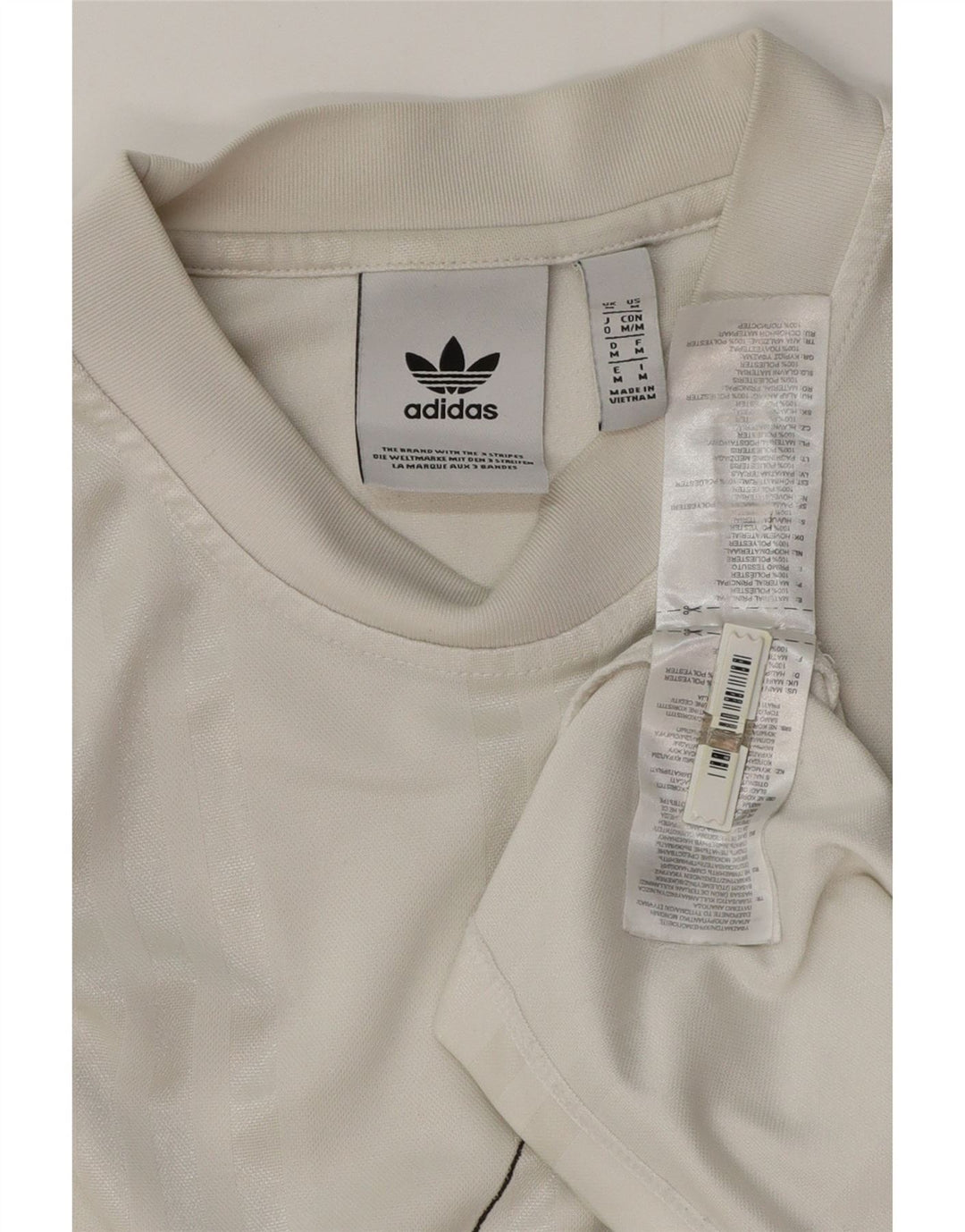 Adidas Herre grafisk T-shirt Top Medium White Pinstripe Polyester