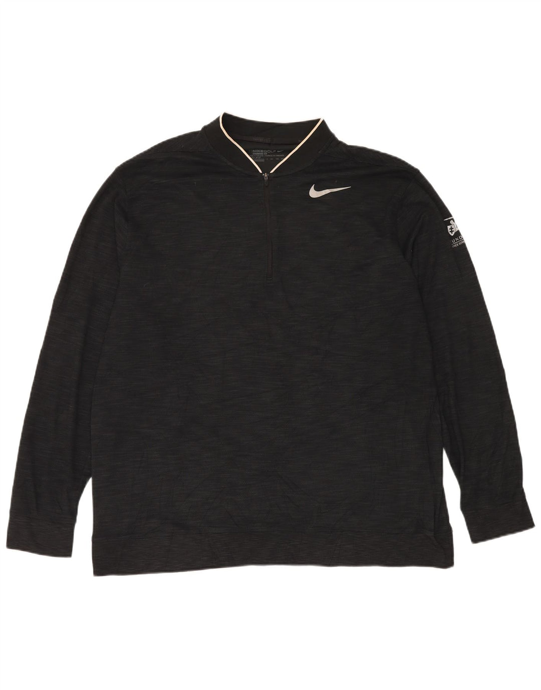Nike Herre Dri Fit Pullover med lynlås-hals Træningsdragt Top 2XL Sort Flecked