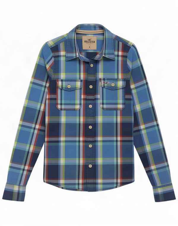 Hollister Herreskjorte Medium Blue Plaid Bomuld