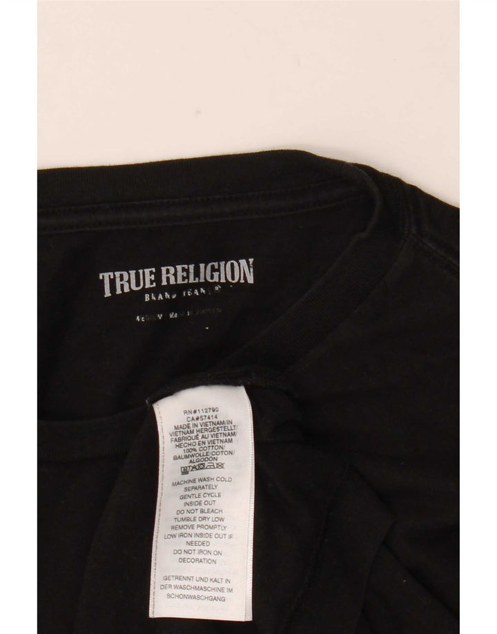 True Religion Herre grafisk T-shirt Top Medium Sort Bomuld