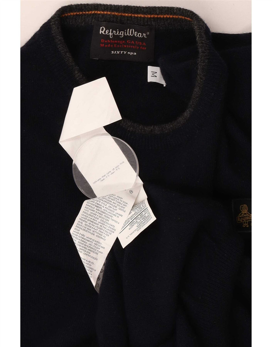 Refrigiwear Herre Sixty spa Crew Neck Jumper Sweater Medium Navy Blue Wool