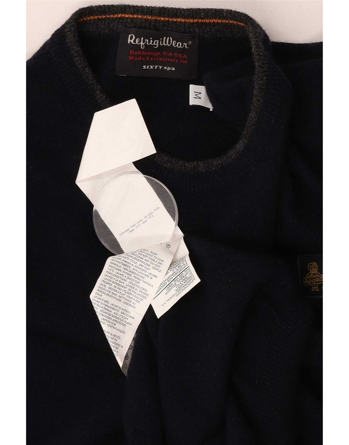 Refrigiwear Herre Sixty spa Crew Neck Jumper Sweater Medium Navy Blue Wool
