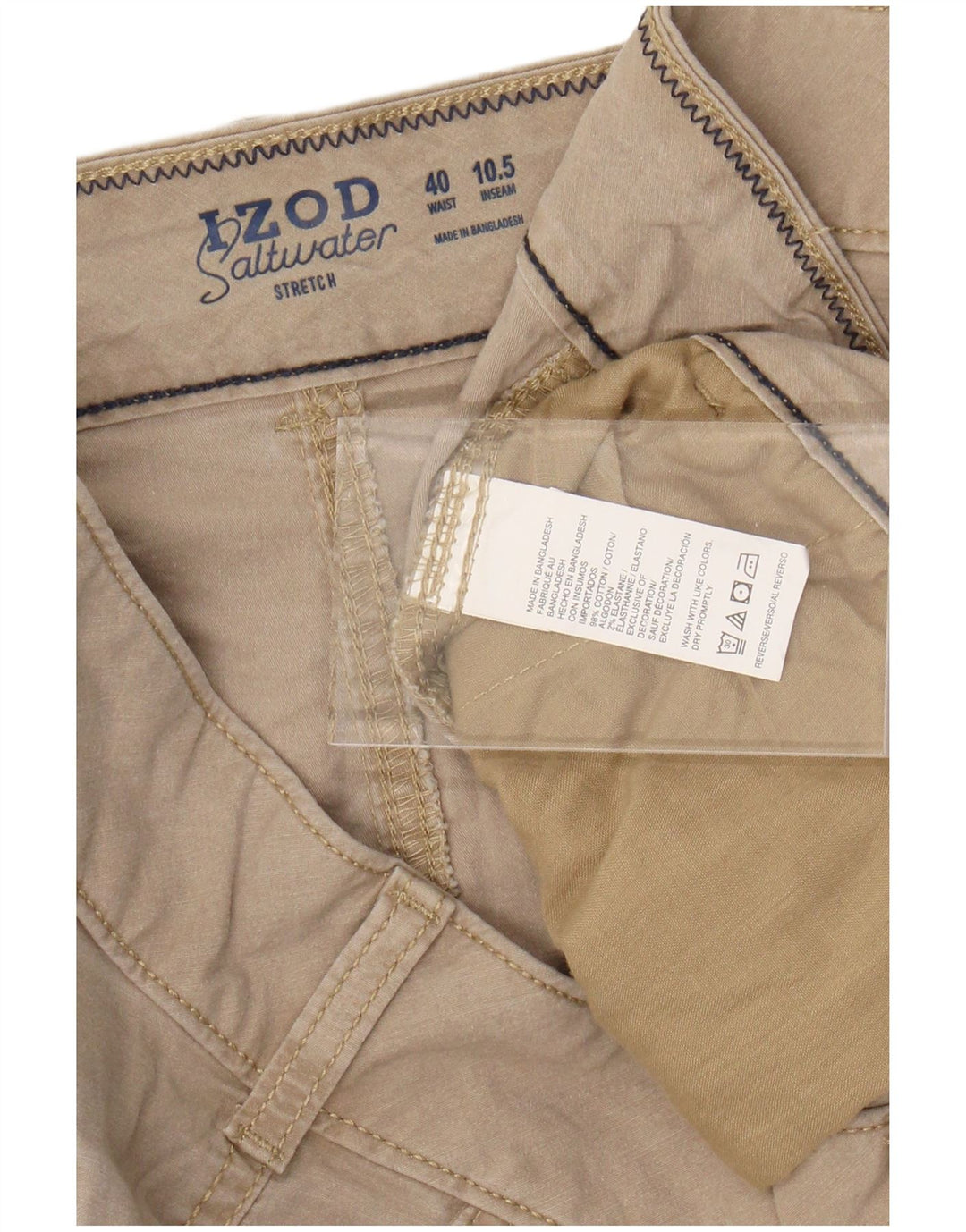 IZOD Herre Salt Water Cargo Shorts W40 XL Beige Bomuld