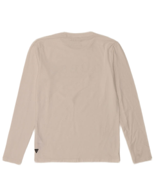 Guess Herre Grafisk Top Langærmet UK 32 XS Hvid Bomuld