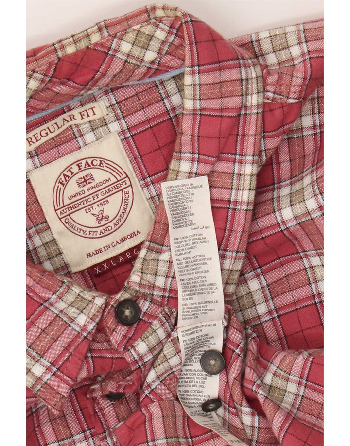 Fat Face Herre Regular Fit skjorte 2XL Pink ternet bomuld