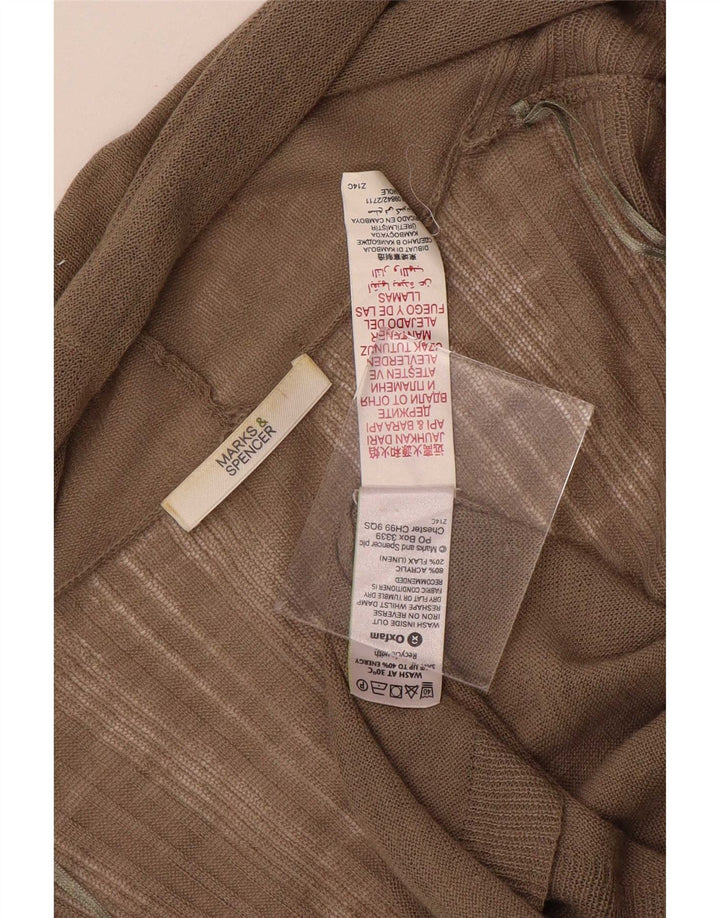 Marks & Spencer Dame Longline Open Cardigan Sweater UK 14 Medium Brown