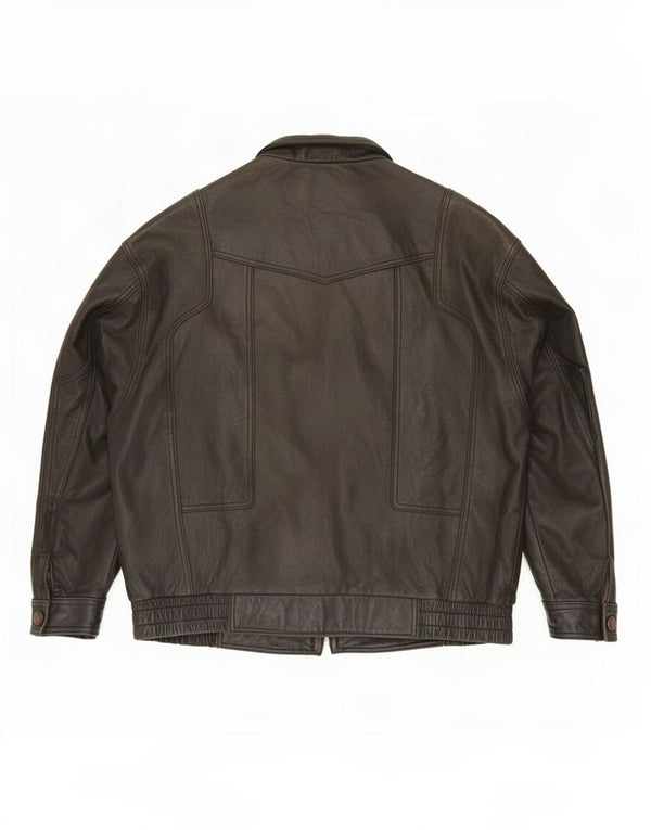 Vintage herre læderjakke IT 56 3XL Sort