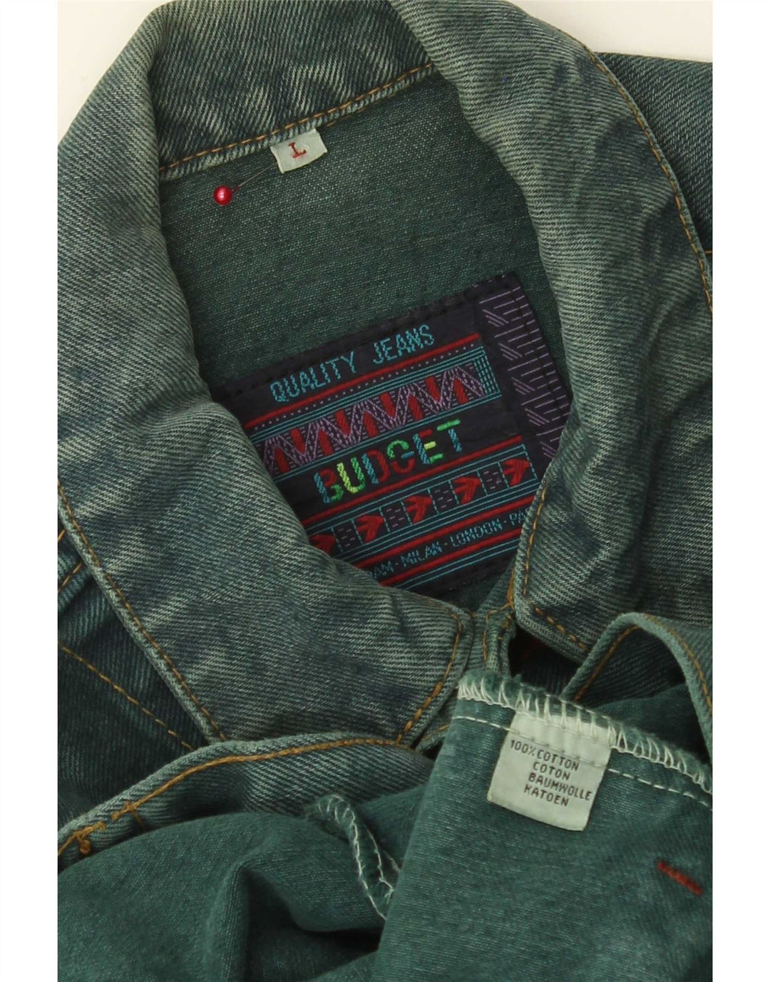 Vintage denimjakke til mænd UK 40 Stor grøn bomuld