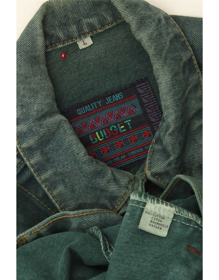 Vintage denimjakke til mænd UK 40 Stor grøn bomuld