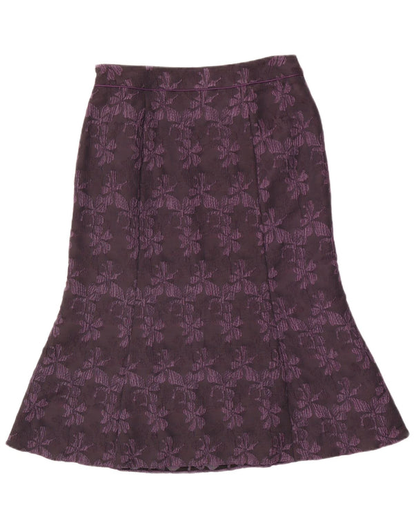 CC Womens Trompet Nederdel UK 14 Large W30 Purple Floral