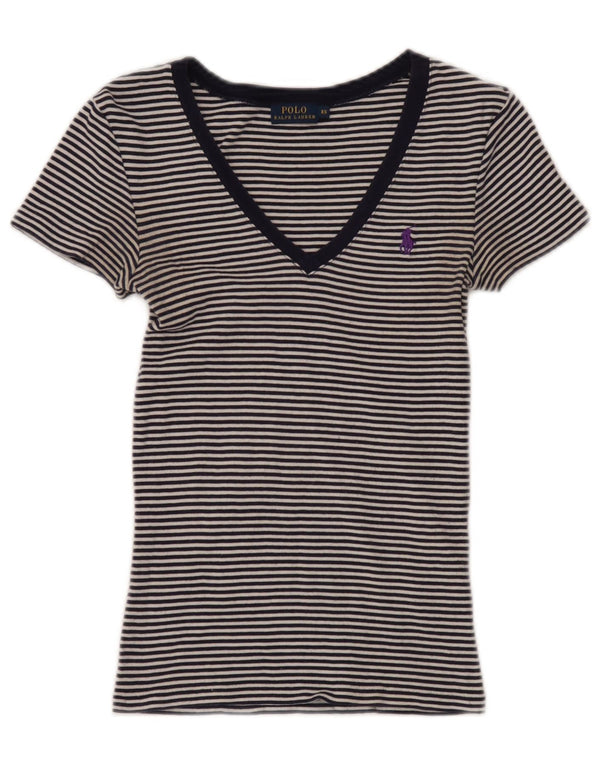 Ralph Lauren Dame Kortærmet T-Shirt Top UK 4 XS Navy Blue Nautical