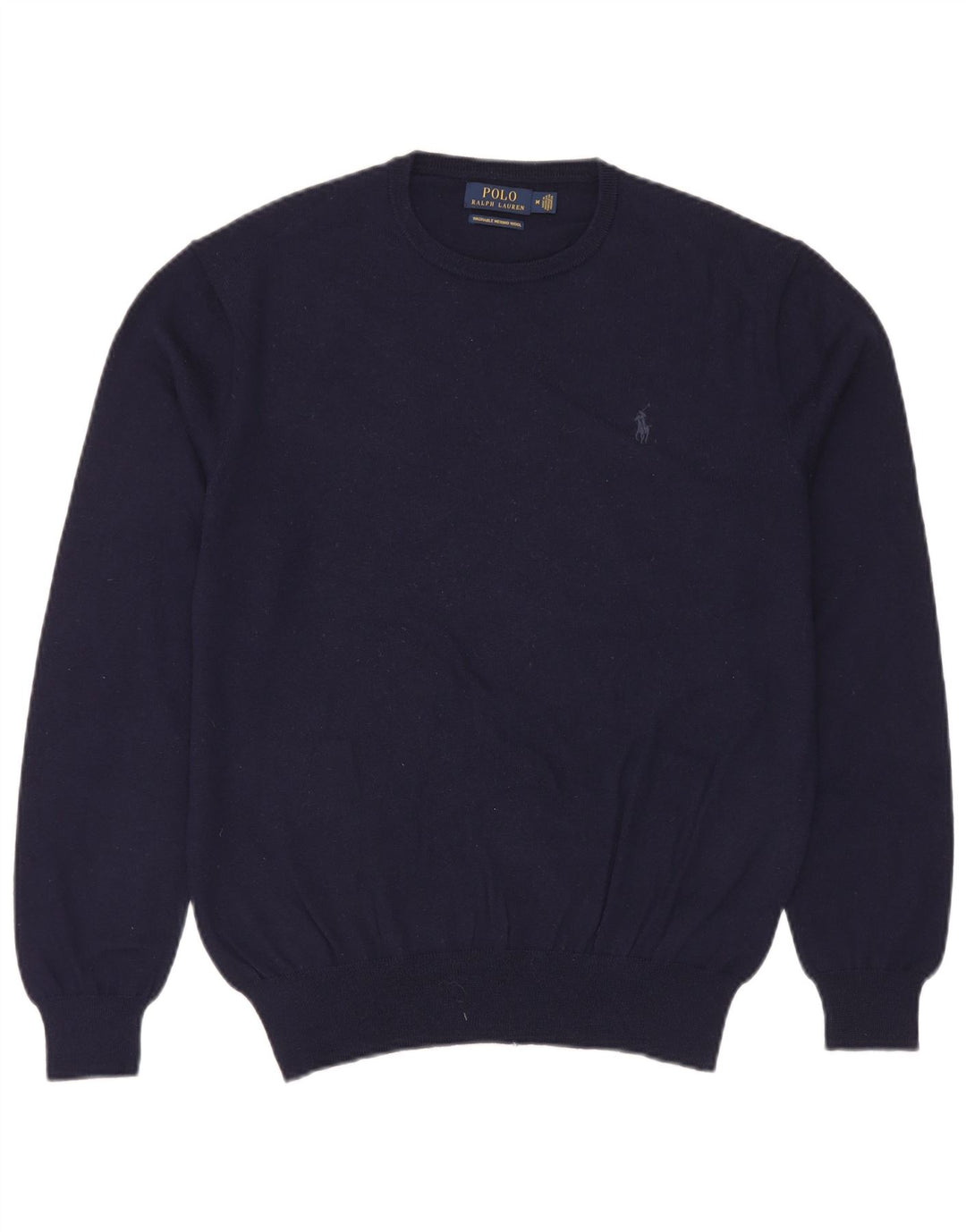 Polo Ralph Lauren Herre Crew Neck Jumper Sweater Medium Navy Blue Uld