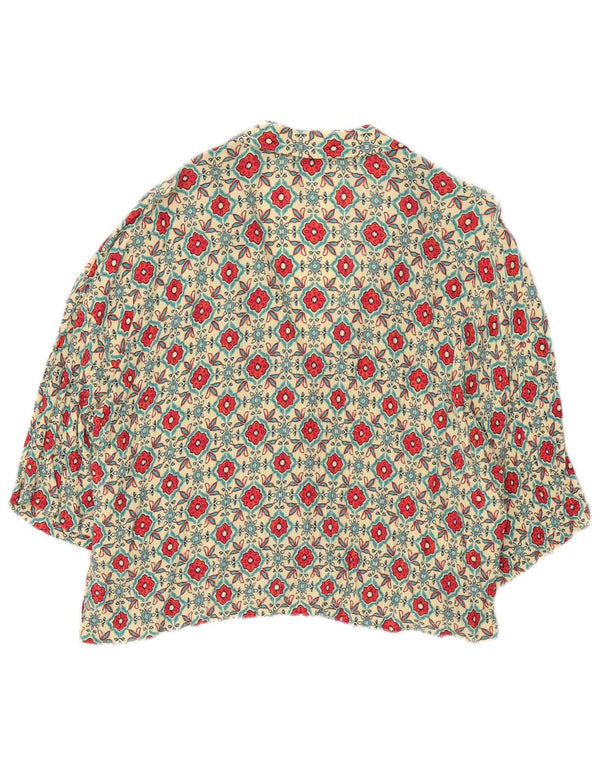 Zara Kvinder Oversized Kortærmet Skjorte Bluse UK 10 Small Beige Floral