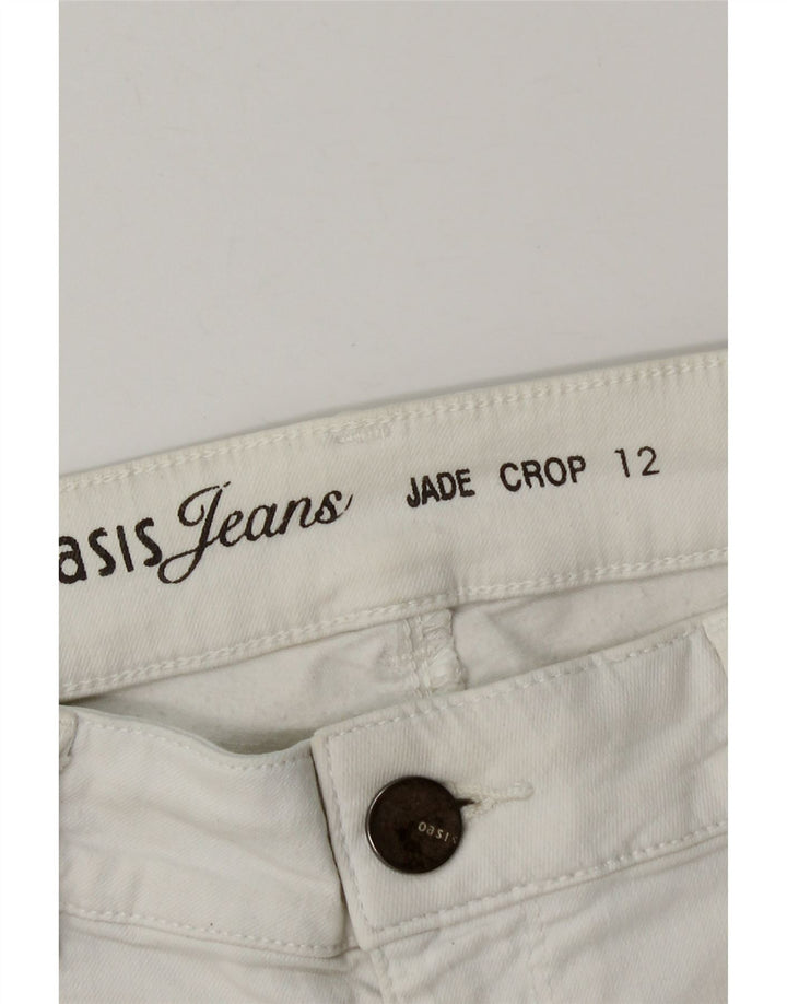 Oasis Dame denim Shorts UK 12 Medium W28 Hvid Bomuld