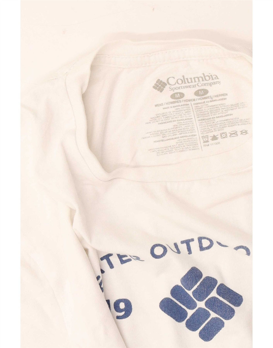 Columbia Herre grafisk T-shirt Top Medium hvid bomuld
