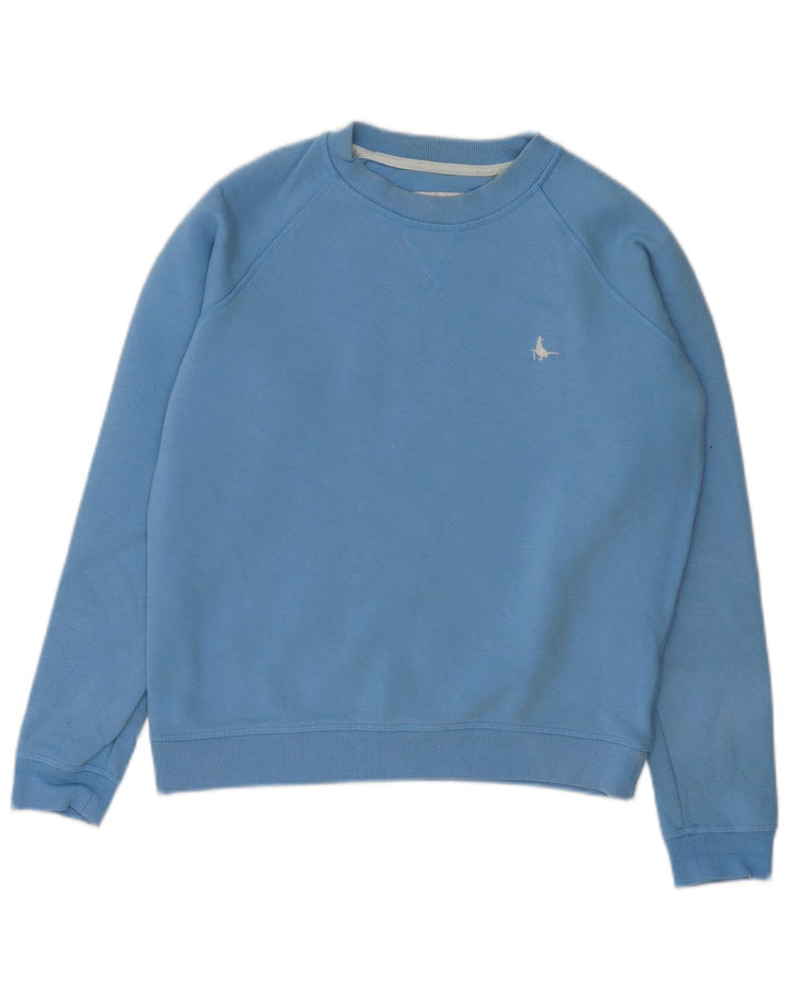 JACK WILLS Dame Oversized Sweatshirt Jumper UK 8 Lille Blå Bomuld
