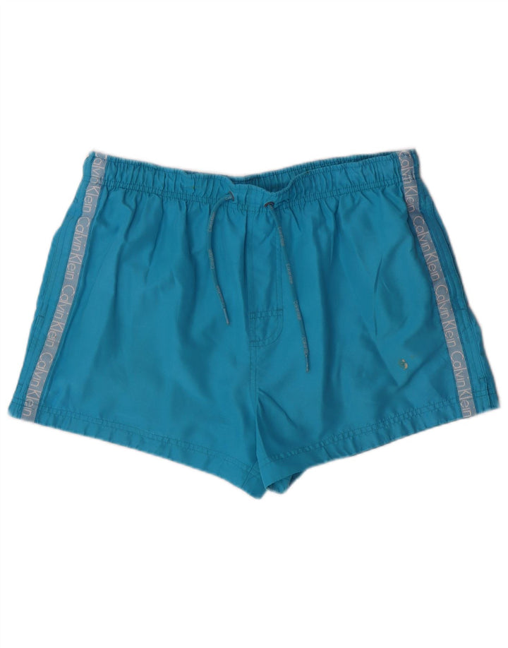 CALVIN KLEIN Grafiske badeshorts til mænd store blå polyester