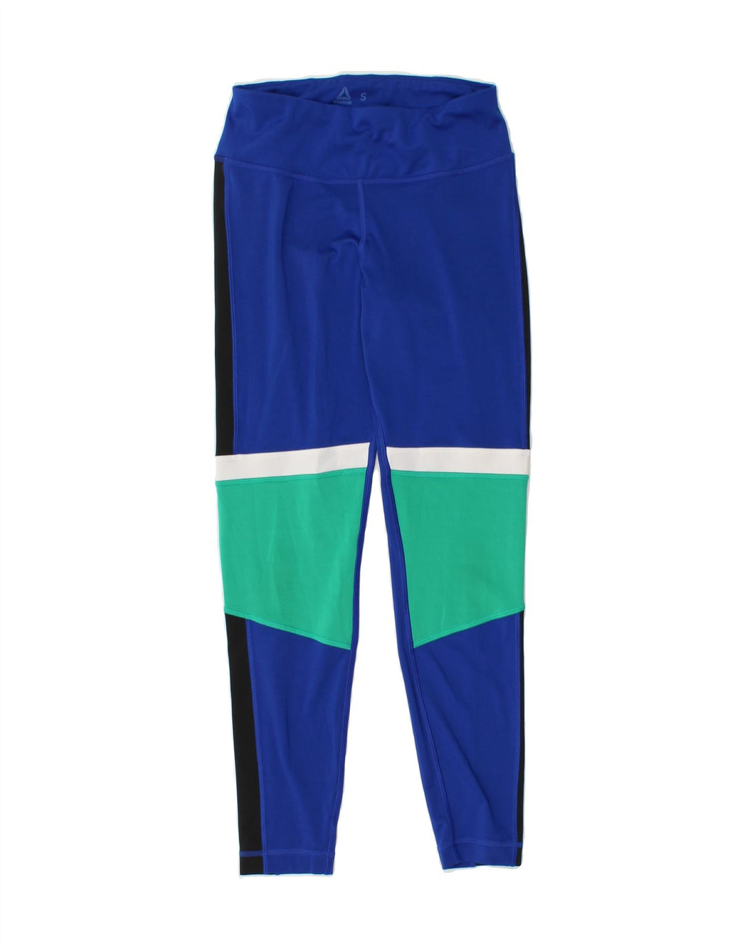 REEBOK Womens Leggings UK 8/10 Small  Blue Colourblock Polyester Vintage Reebok and Second-Hand Reebok from Messina Hembry 