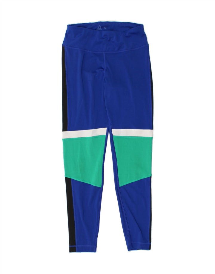 REEBOK Womens Leggings UK 8/10 Small  Blue Colourblock Polyester Vintage Reebok and Second-Hand Reebok from Messina Hembry 