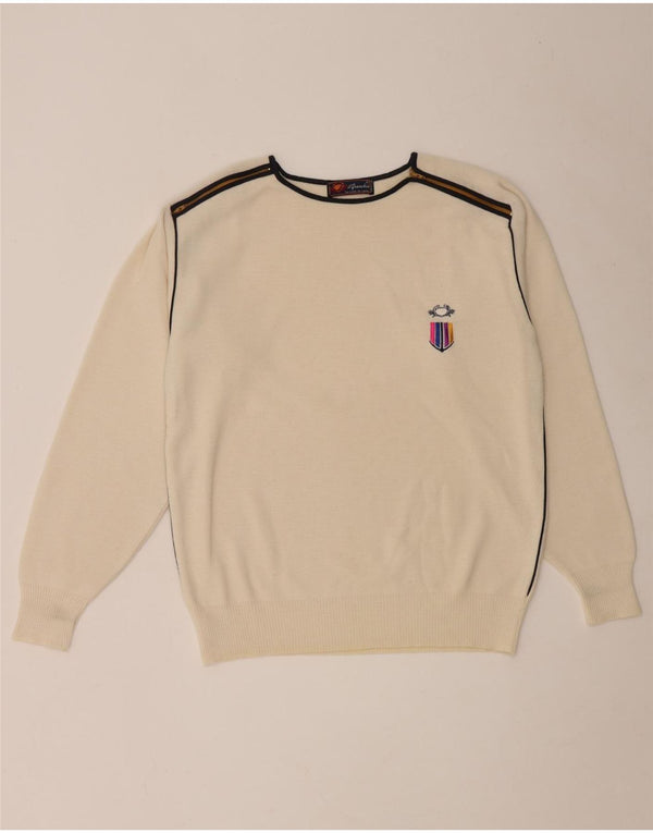 Il Granchio Herre Crew Neck Jumper Sweater Medium Off White Uld