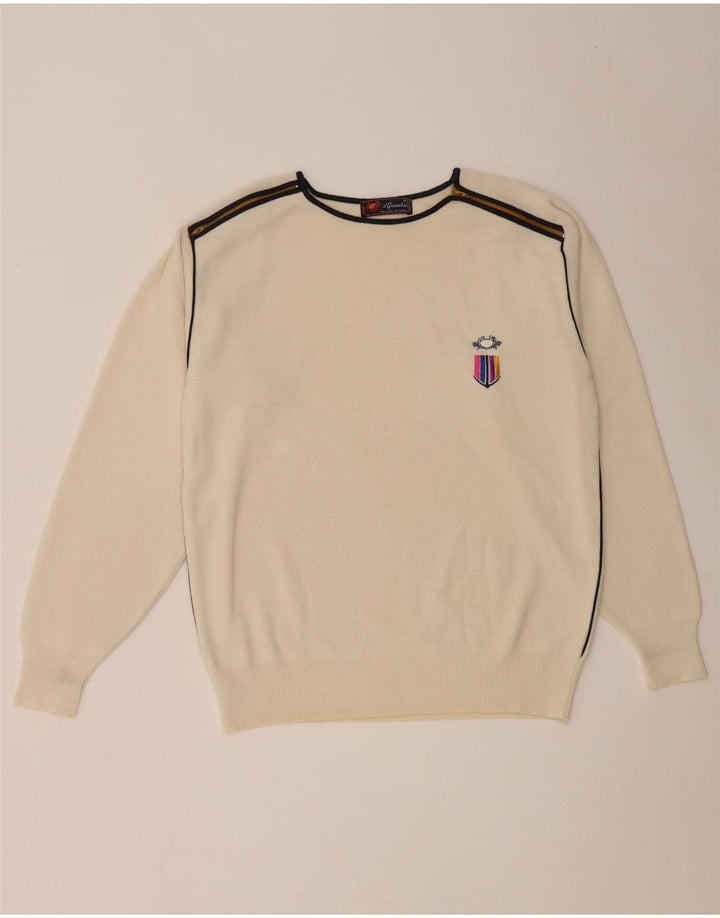 Il Granchio Herre Crew Neck Jumper Sweater Medium Off White Uld