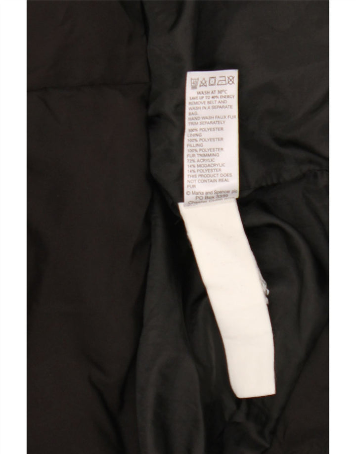 Marks & Spencer Polstret frakke med hætte til kvinder UK 18 XL sort polyester