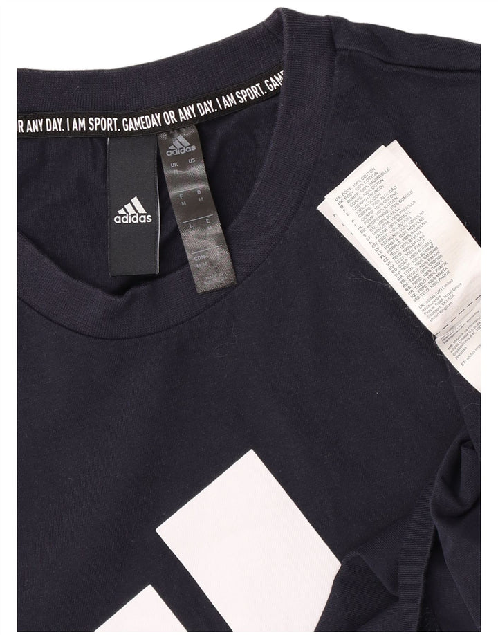 Adidas Herre grafisk T-shirt Top Medium Marineblå Bomuld