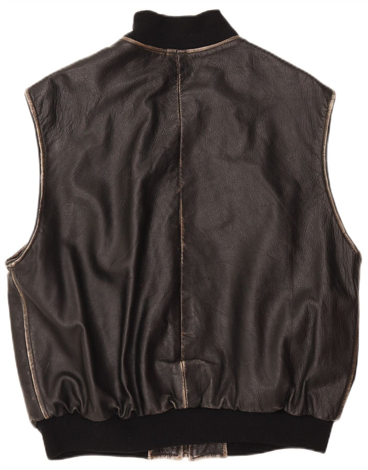CONBIPEL Dame Læder Gilet UK 18 XL Sort Læder