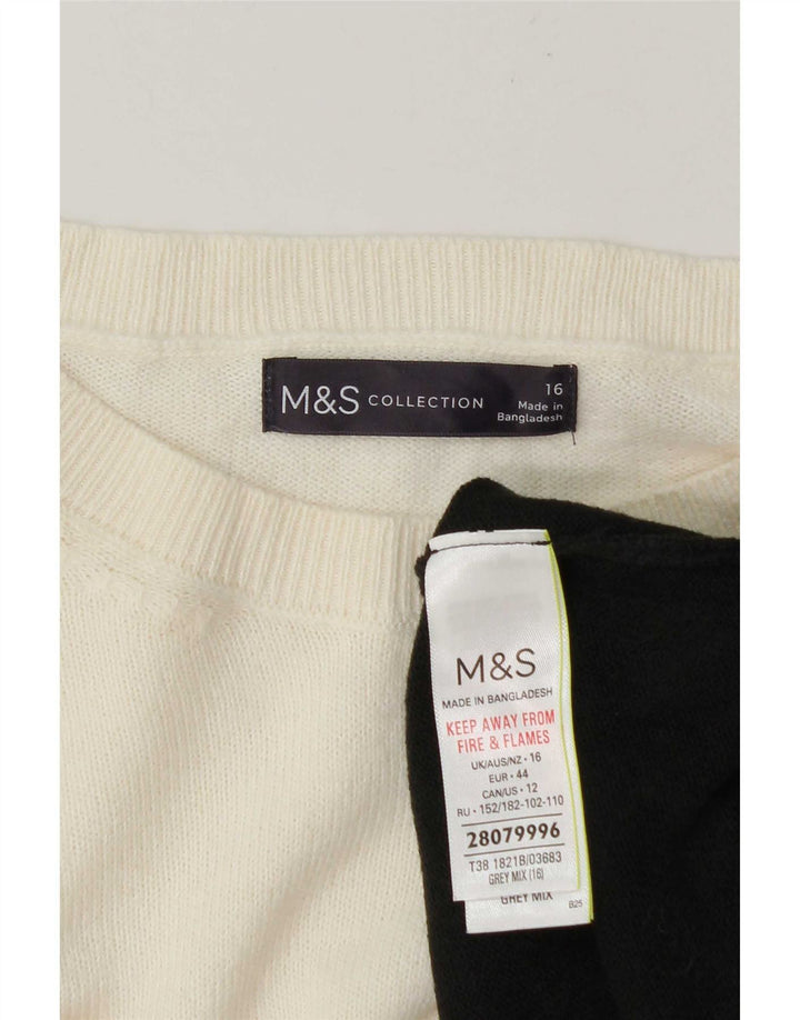 Marks & Spencer Dame Boat Neck Jumper Sweater UK 16 Large Grey