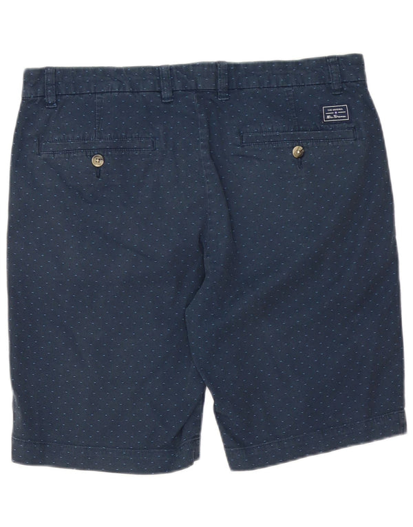 BEN SHERMAN Chino-shorts til mænd W34 store marineblå plettet bomuld