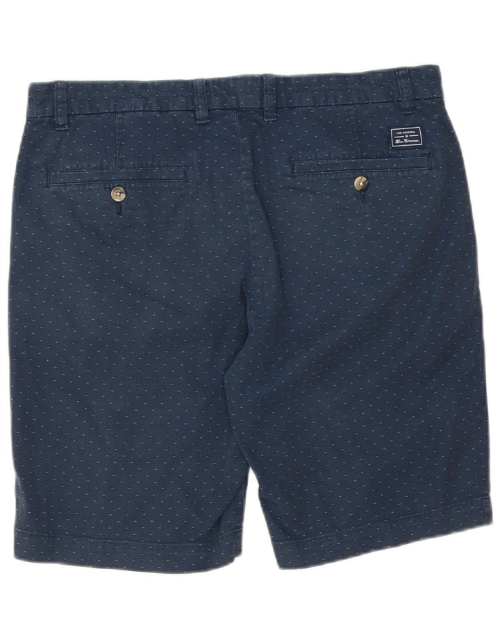 BEN SHERMAN Chino-shorts til mænd W34 store marineblå plettet bomuld