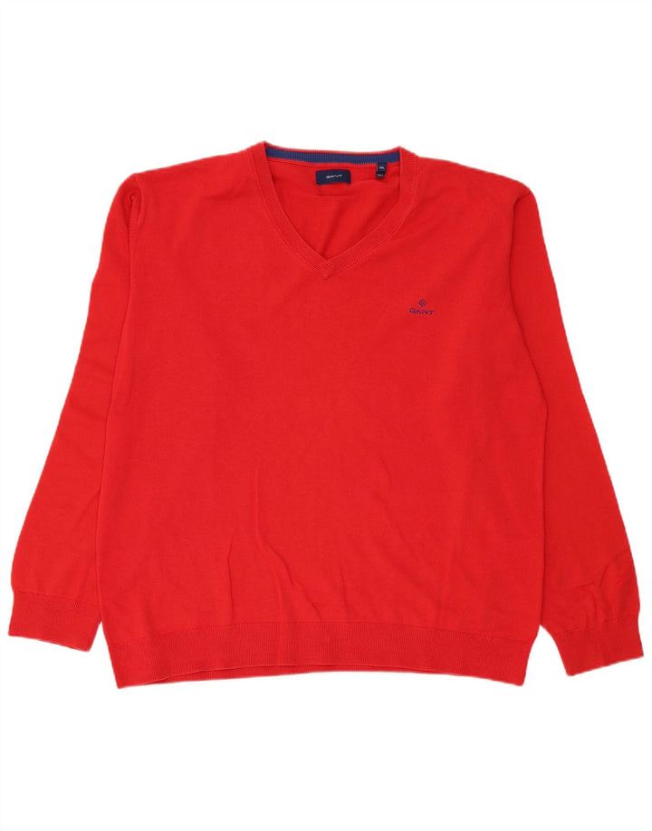 Gant Herre V-hals sweater 3XL rød bomuld