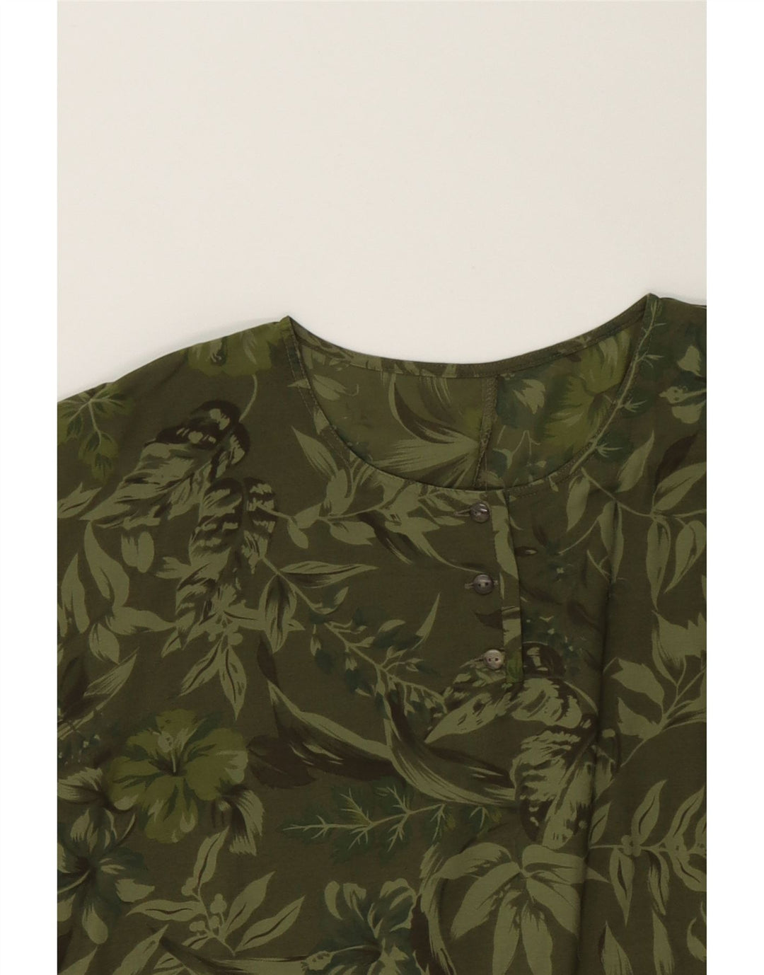 VINTAGE Womens Blouse Top UK 16 Large Green Floral Vintage Vintage and Second-Hand Vintage from Messina Hembry 