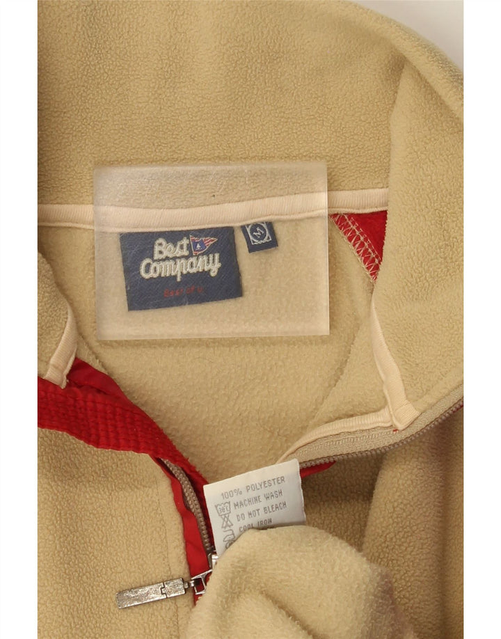 Bedste firma Herre grafisk lynlås hals Fleece Jumper Medium Beige Colourblock