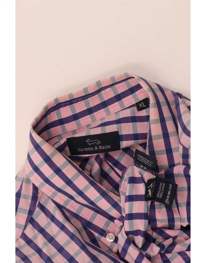 Harmont & Blaine Herreskjorte XL Pink Gingham Bomuld