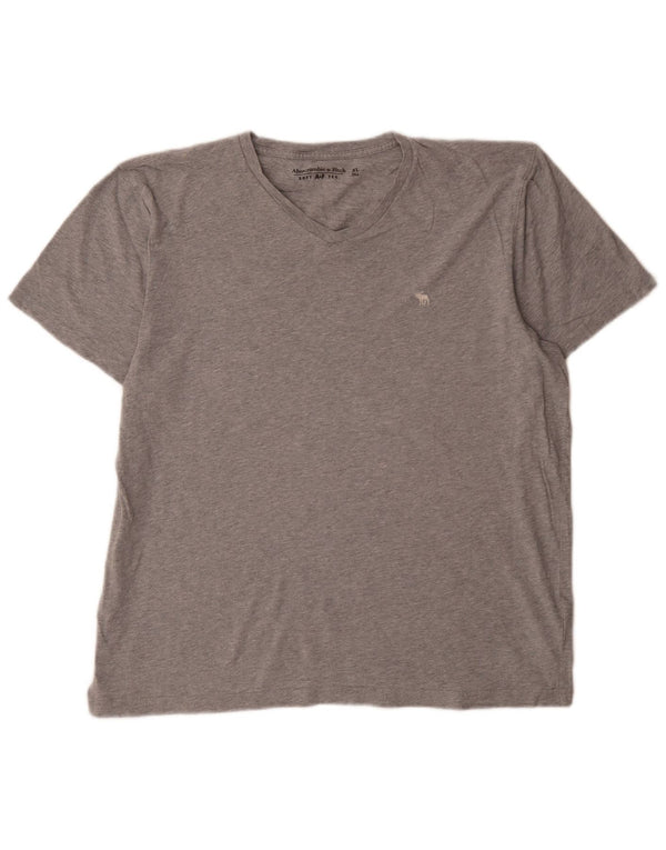 Abercrombie & Fitch Herre T-Shirt Top XL Grå Flecked Bomuld