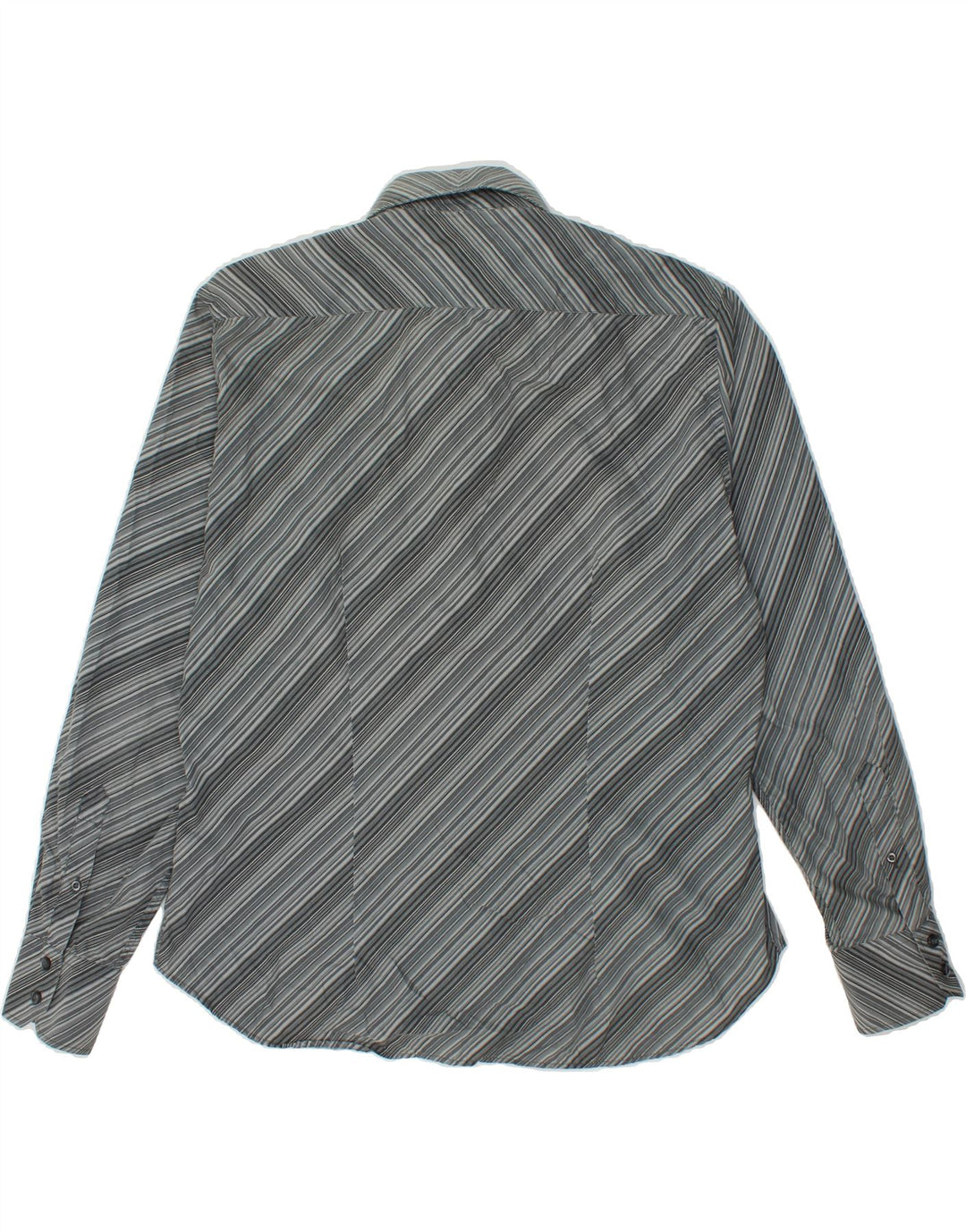 JULES Mens Shirt Size 45 46 XL Grey Striped Cotton Vintage Jules and Second-Hand Jules from Messina Hembry 