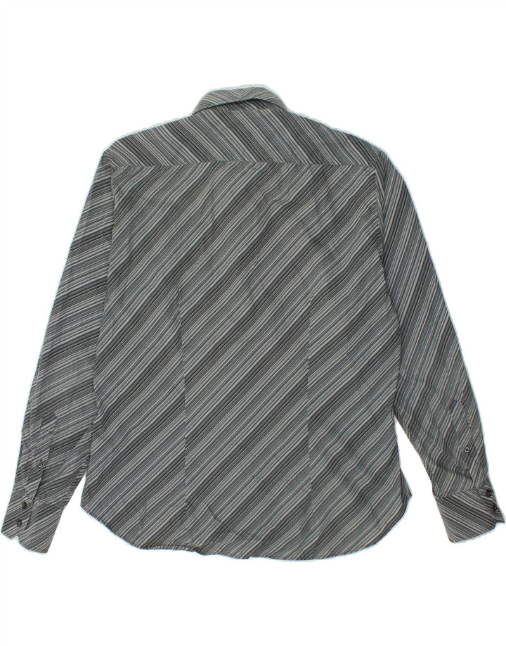 JULES Mens Shirt Size 45 46 XL Grey Striped Cotton Vintage Jules and Second-Hand Jules from Messina Hembry 