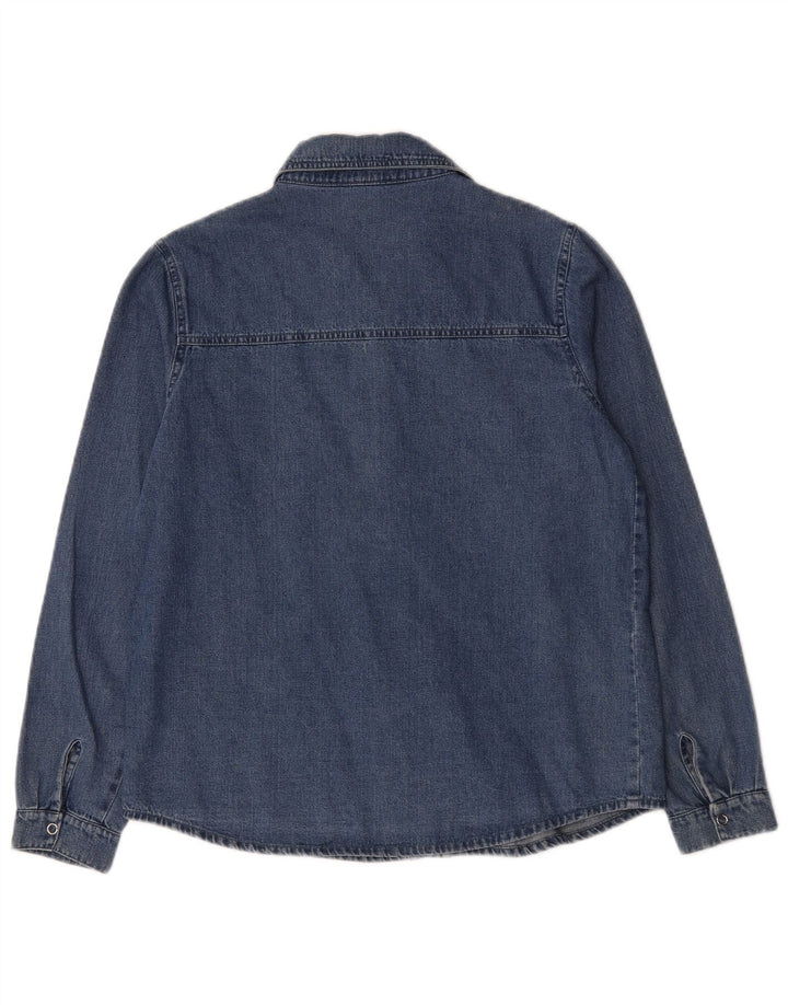 Vintage Dame Denim Shirt UK 14 Medium Blue Cotton