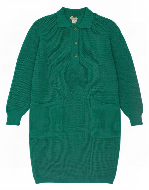 Marella Dame Loose Fit Jumper Dress UK 14 Medium Green Wool