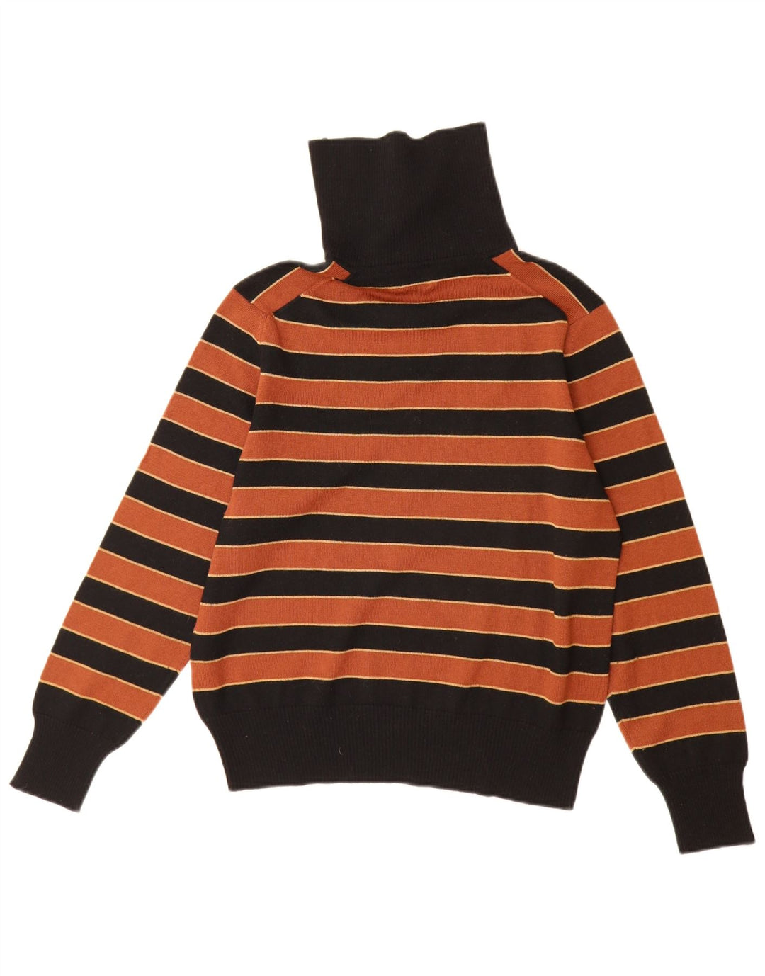 BLEYLE Dame Rullehals Sweater UK 12 Medium Sort Stribet