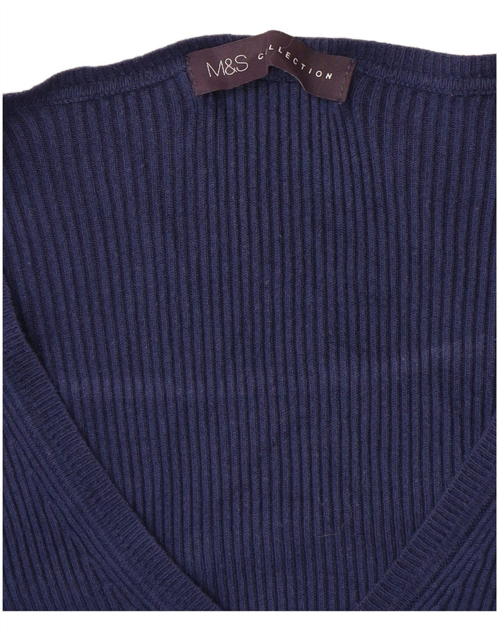 MARKS & SPENCER Dame V-hals sweater UK 10 Small Navy Blue
