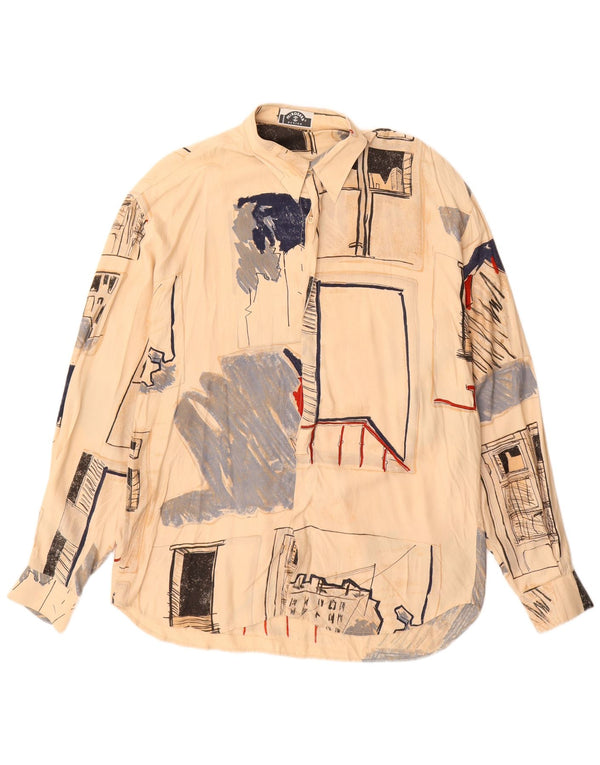 Vintage herreskjorte XL Beige geometrisk viskose